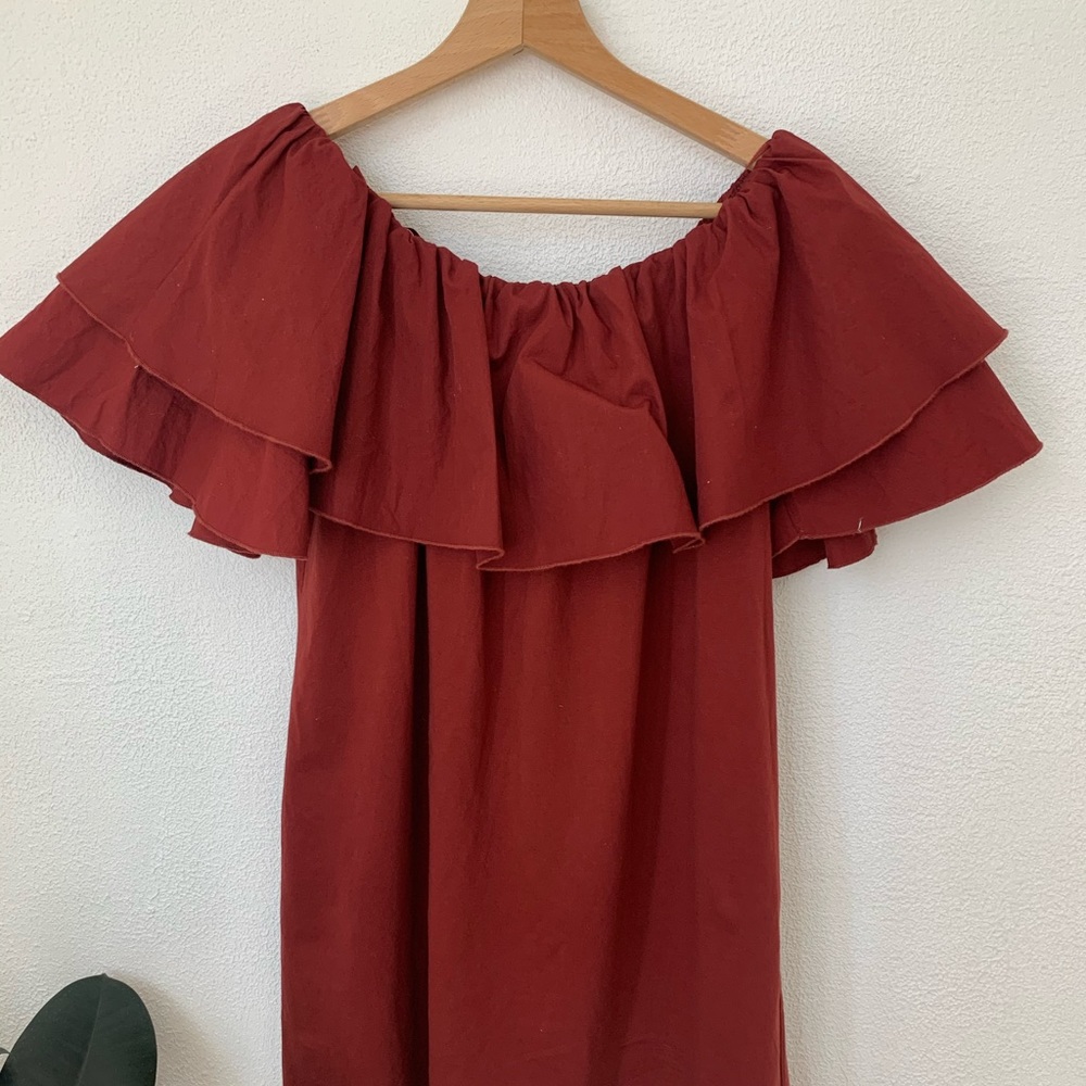 Cotton Off the shoulder Maroon dress.Summer dress!